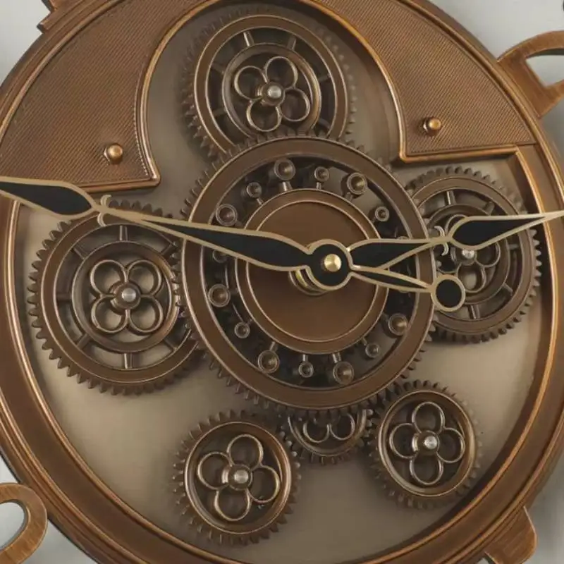 xx-Wooden Design Wall Clock Gears Fashion Unique Modern Office Art Wall Clock Cozy Desk Silent Relogio De Parede Room Decor^