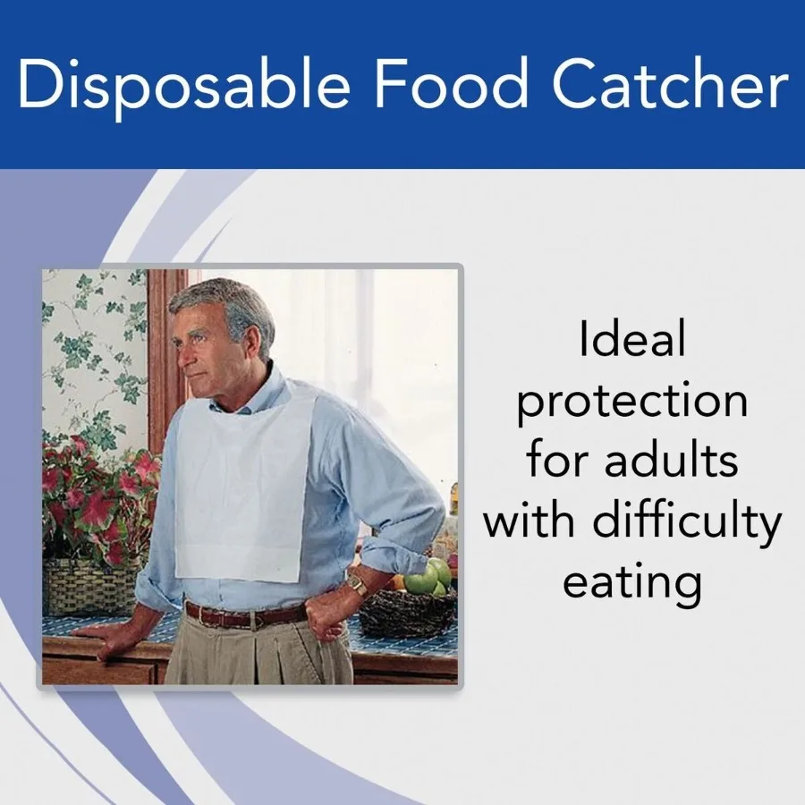 مآزر التقاط الطعام للاستعمال مرة واحدة، عبوة مكونة من 50 قطعة لكبار السن والمعاقين، ملابس بلاستيكية خفيفة الوزن ومريحة