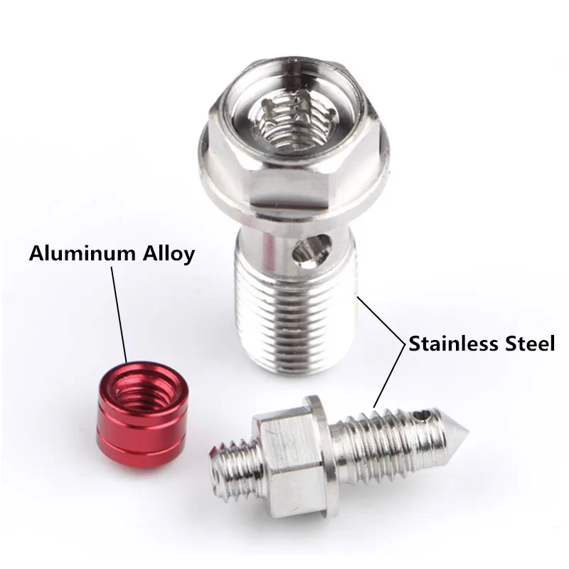 유니버설 CNC M10x21 피치 1.0/1.25mm 오토바이 브레이크 캘리퍼스 블리드 오일 노즐 스크류 브레이크 마스터 실린더 오일 호스 반조 볼트