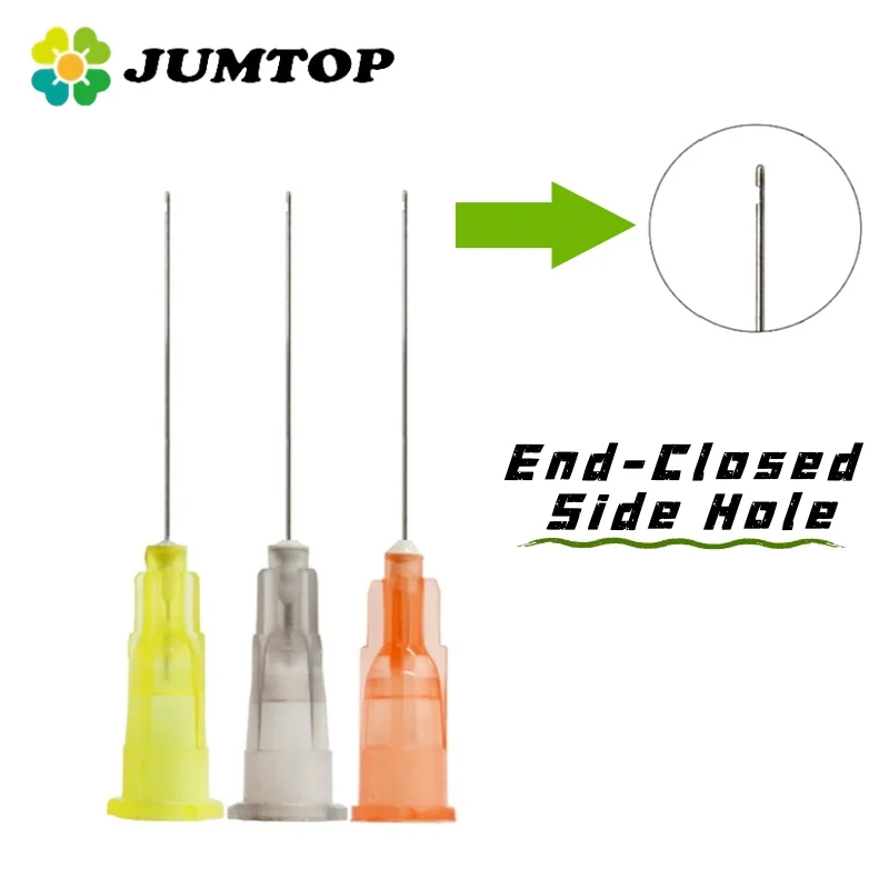 JUMTOP 100Pcs Dental Endo Syringe Root Canal Washing Needle Tip End-Closed Side Hole Endo Irrigation Needle Tip