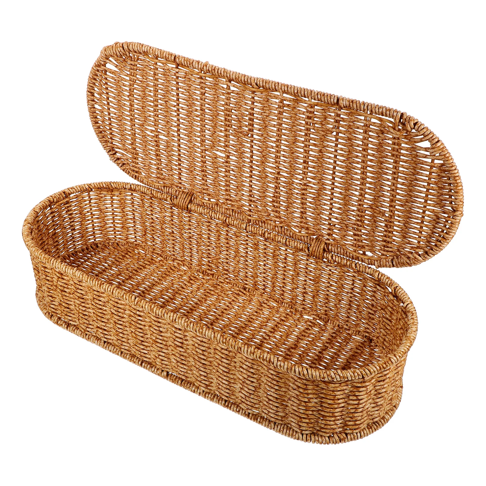 

Imitation Rattan Box Large Retro Woven Basket Desktop Organizer Sundries Holder Portable Home Decor Container Gifts