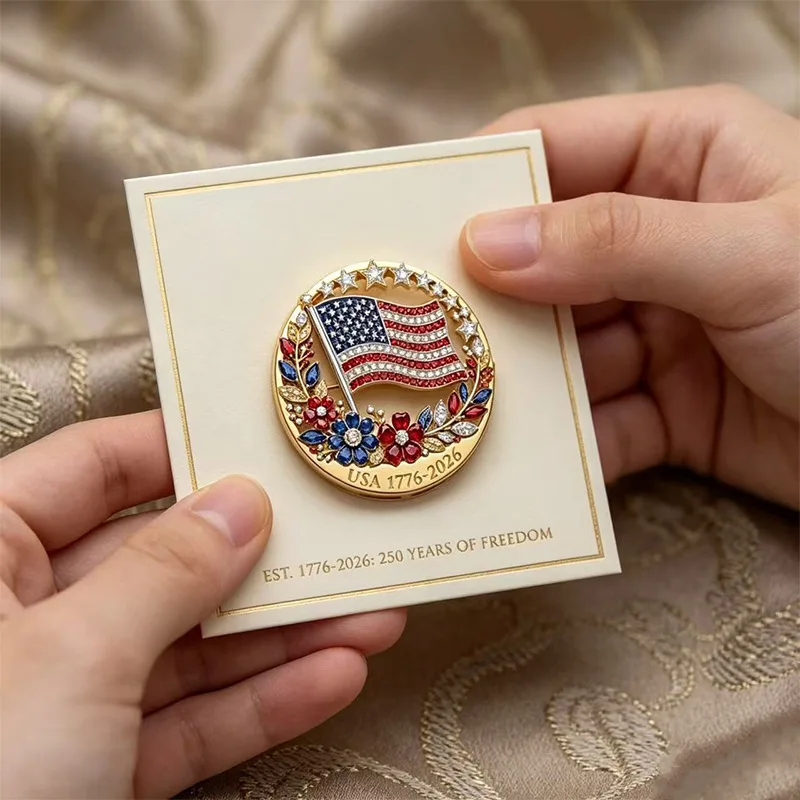 250th Anniversary of America Enamel Lapel Pin Patriotic American Flag Rhinestone Resin Lapel Pin American Independence Day