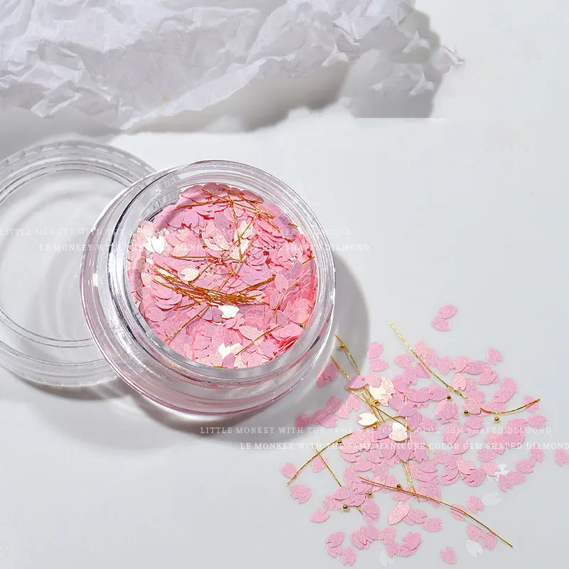 1 Box of Laser Sakura Petal Nail Art Sequins Japanese Glitter Nail Art Glitter 3D Nail Art Decoration Accessories Nail Art