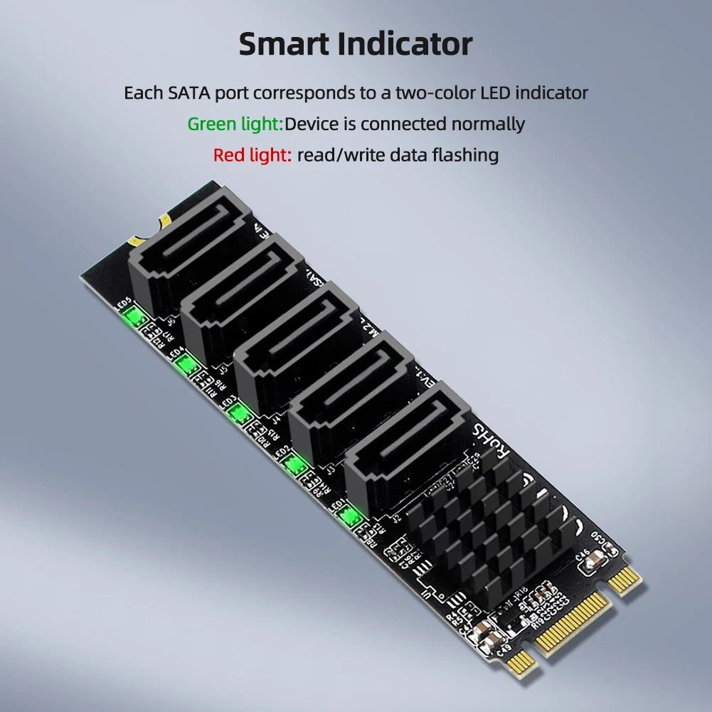 

M.2 NGFF B-Key Sata To SATA3 Converter Adapter 6Gbps Hard Drive Extension Card Plug and Play Support SSD and HDD for Desktop PC