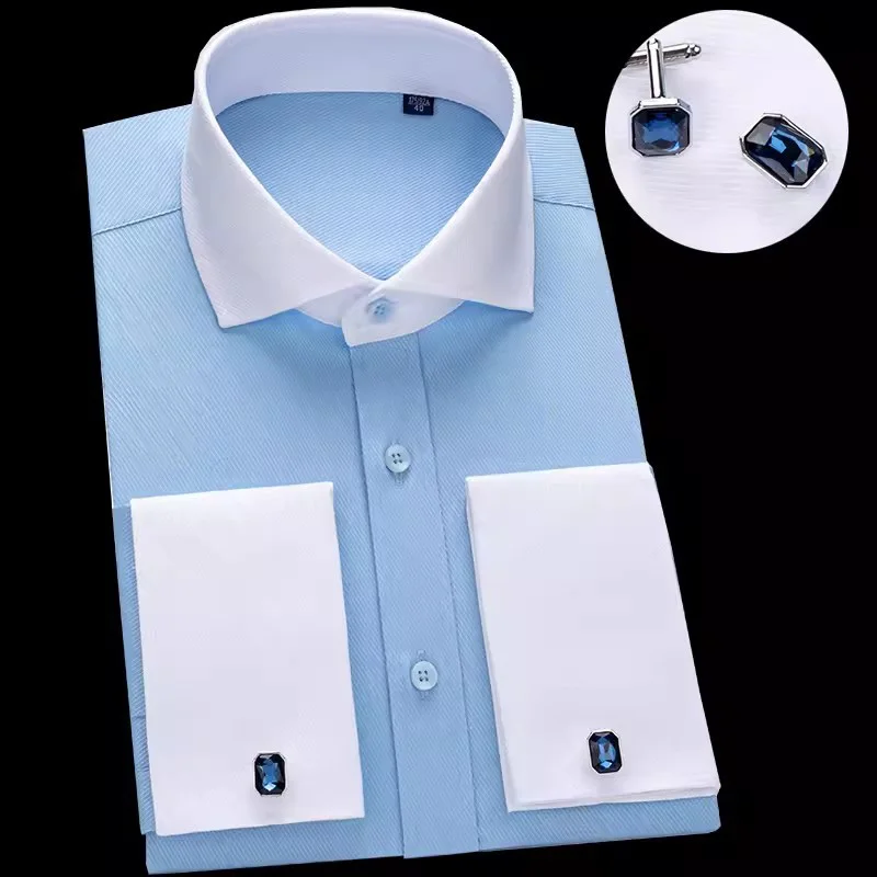 Mens Dress Shirt French Cuff Shirts Jannydaystore Formal Mens Top wear Men Business Shirts zometg high quality dress shirts