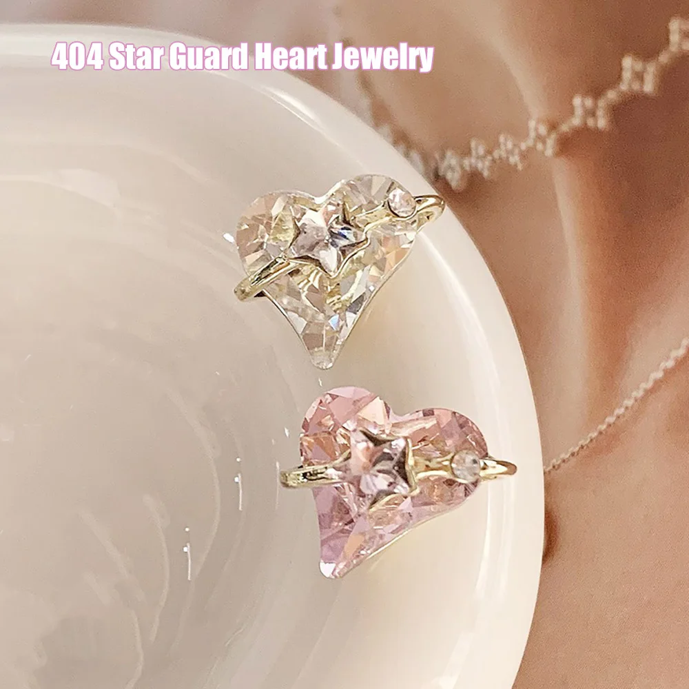 -Star Guard Heart- Crystals Jewelry Nail Adornment Heart Planet Design Metal Charming Knickknack DIY UV Gel Diamonds Allures 404