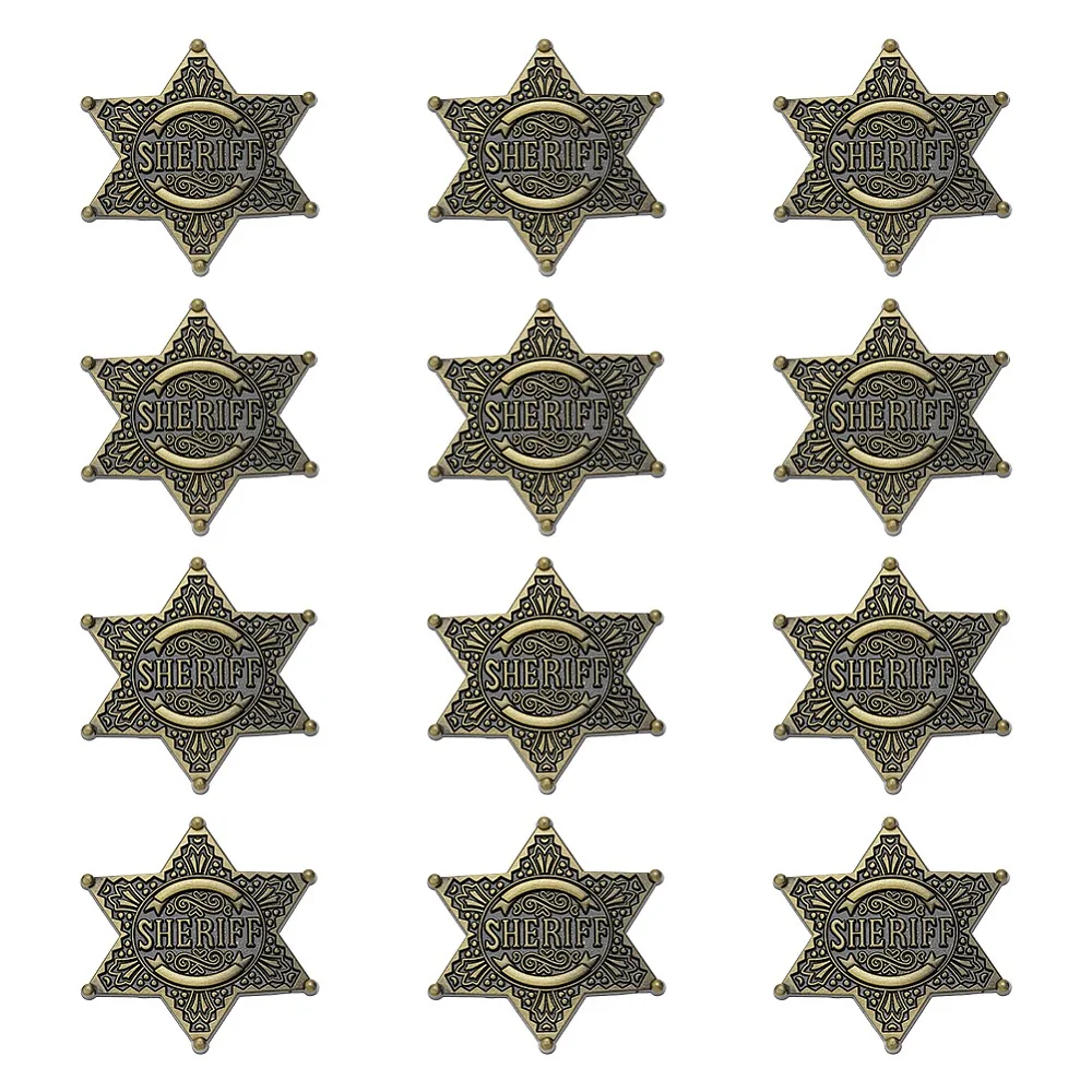 12-pecas-estrela-de-davi-com-a-inscricao-'sheriff'-em-liga-fechos-de-broche-para-mochilas-e-roupas-bronze-escovado-29x29mm
