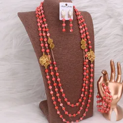 Dudo New Design Nigerian Nature Coral Beads Necklace Jewelry Sets for Women Weddings