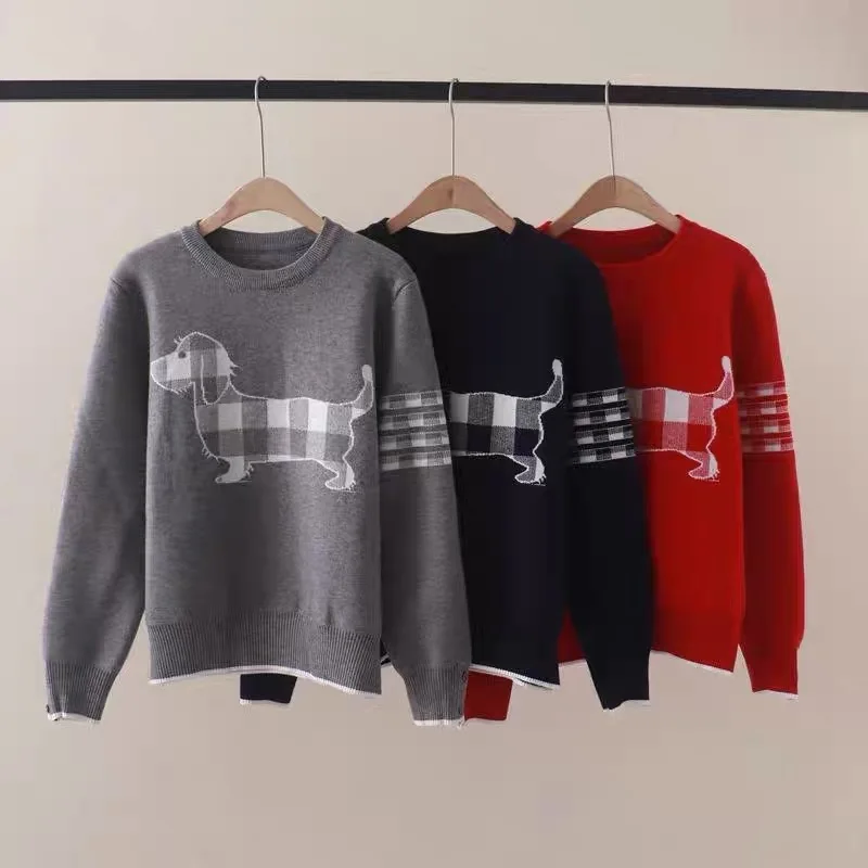 Women Clothing Winter Cartoon Embroidery Sweaters Thick Wool Knitted Casual Loose Pullovers Chic Vintage Warm Comfortable Tops