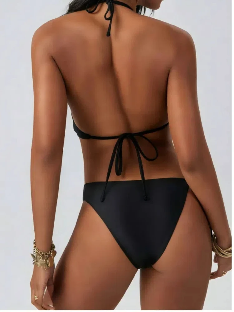 2025 Sexy Cutout One Piece Swimsuit Women's Solid Color Monokini with D-Ring Ties Backless Bodysuit Bathing Suit for Beach Pool