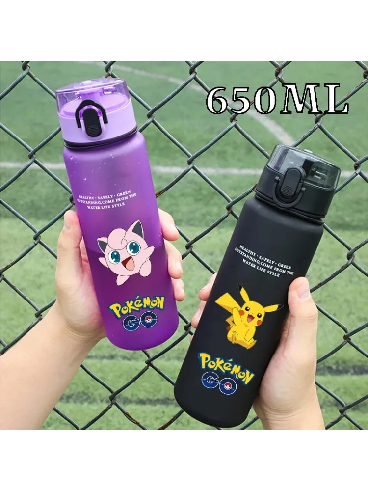 650ML Pokémon Wasserflasche mit Cartoon-Animationsmuster, Sportflaschen für Damen und Herren, tragbare, mattierte Becher für Outdoor-Aktivitäten, Partygeschenke
