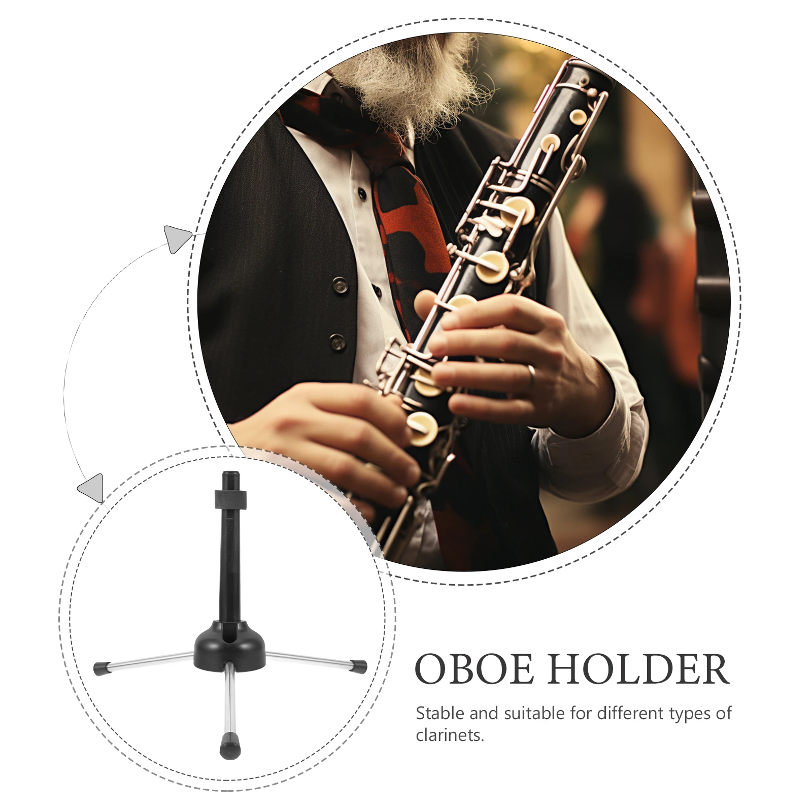 

Foldable Clarinet Stand Durable Musical Instrument Accessories Black Pipe Rack Flute Oboe Bracket Stable Longevity Practical