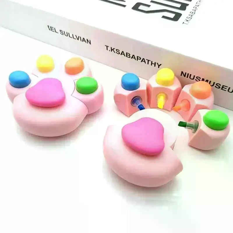 

Flower Shape Watercolor Colors 5-In-1 Fluorescent Pens Fingertip Spiral Highlighter Pen For School Office Stationery