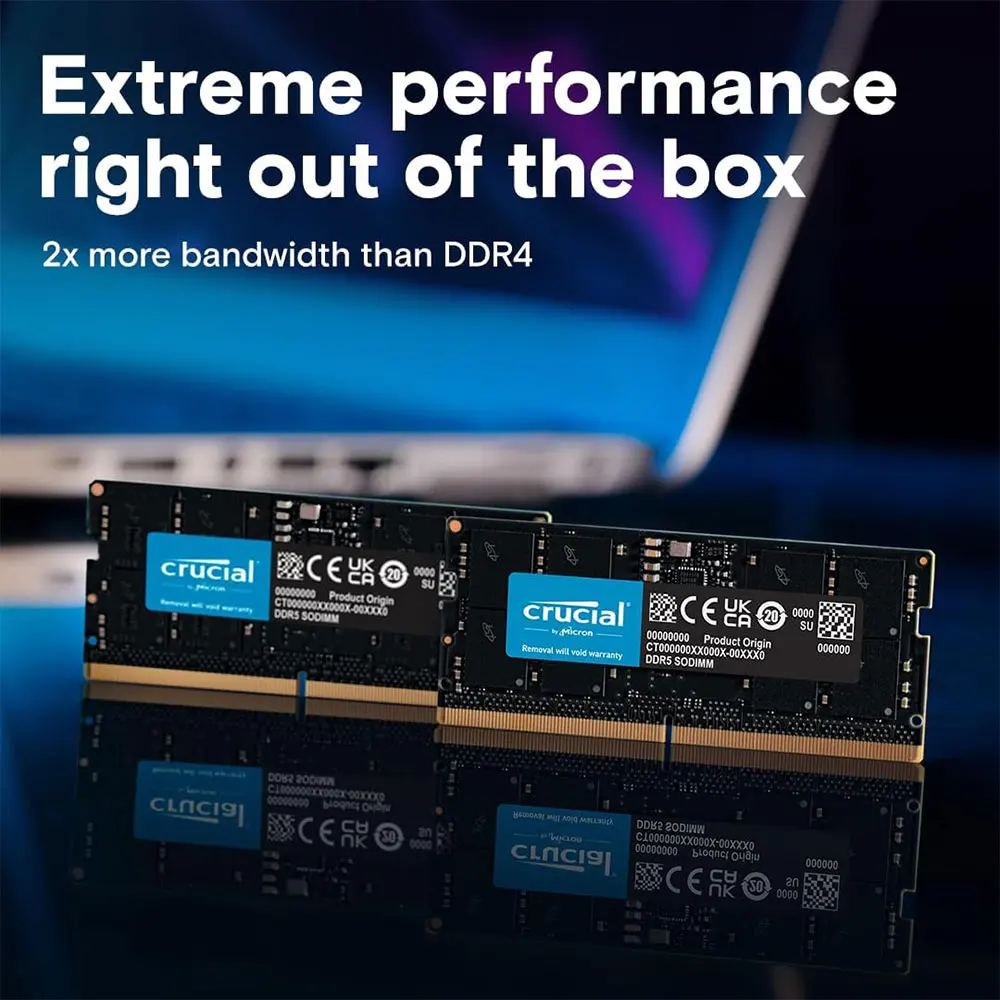 Crucial Memoria DDR5 Laptop RAM 8GB 32GB 16GB 4800 5600MHz Memory SODIMM 1.1V 262Pin PC5-44800 38400 Notebook DRAM For Intel&AMD