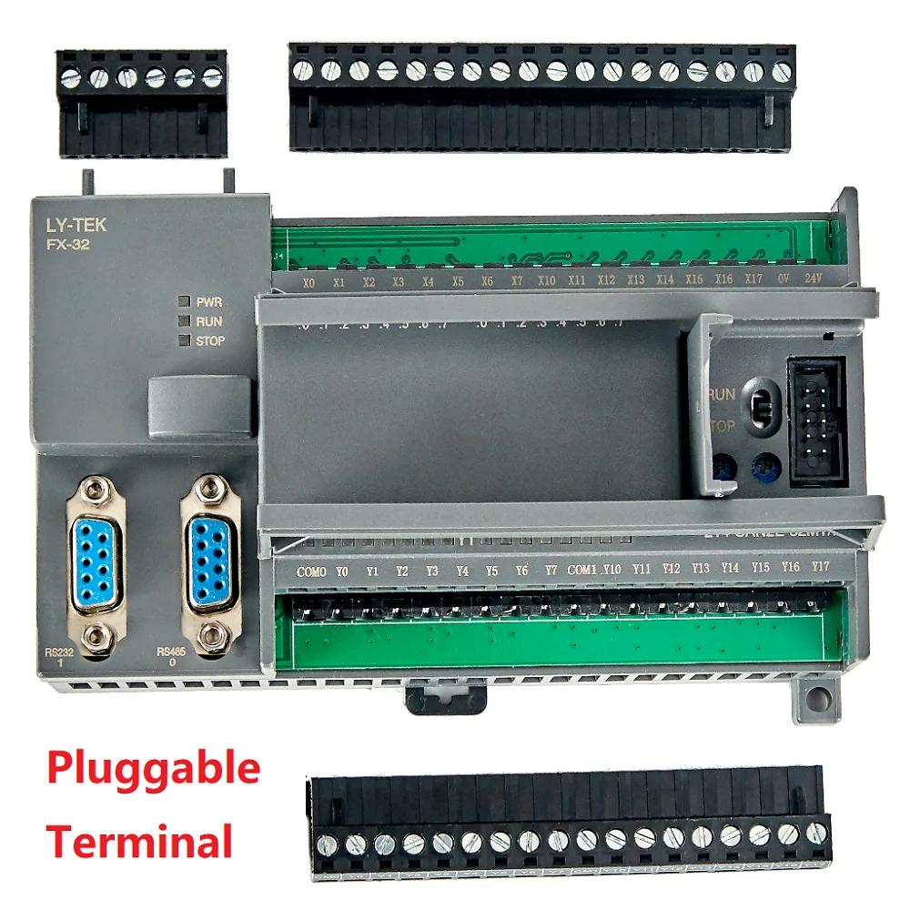 FX3U-32MR/32MT PLC Industrial Control Board Relay Transistor 10K MOS 4/100K 8/200K Output Analog 3AD+2DA 16In 16Out RS232 RS485