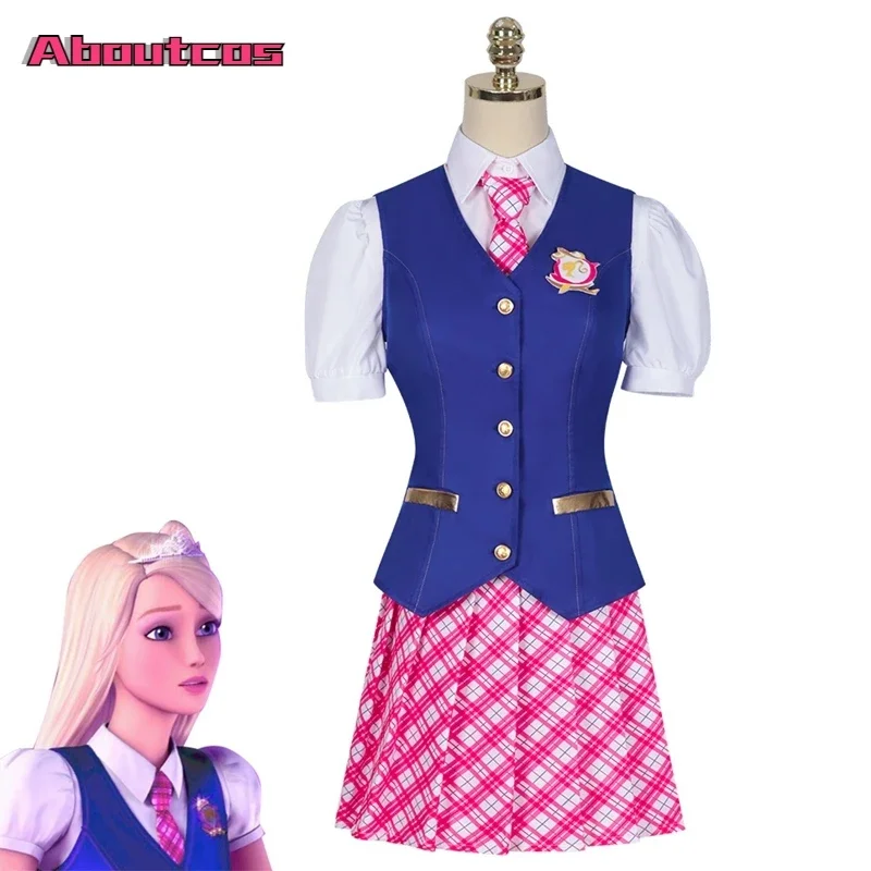 2025 NewAboutcos Movie Princess Charm School Delancey Wen Cosplay Costume Woman Top Skirt Suit JK Uniform Set Halloween Cost AA