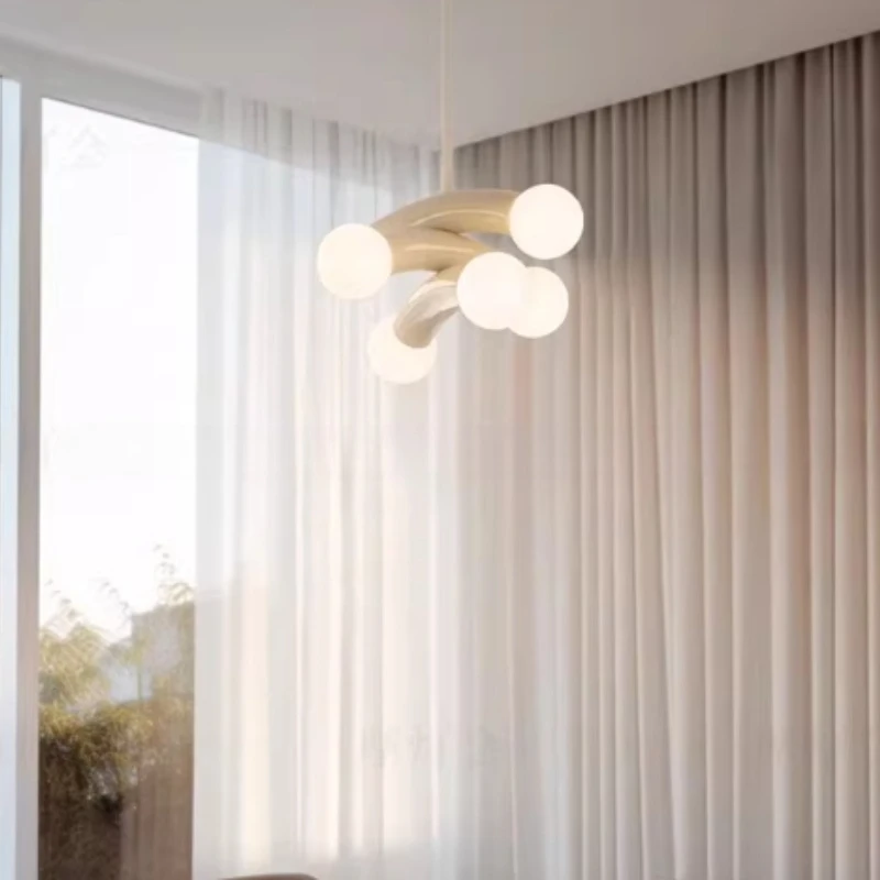 Modern Cream Style LED Ceiling Chandelier Lamps Bubble Glass Pendant Lights Home Decoration Dinning Living Master Bedroom Island