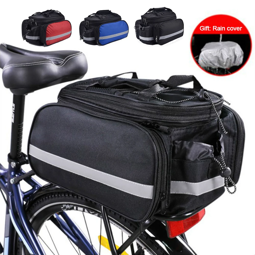 Bicycle Carrier Bag MTB Bike Rack Bag Trunk Pannier Cycling Multifunctional Large Capacity Travel Bag With Rain Cover