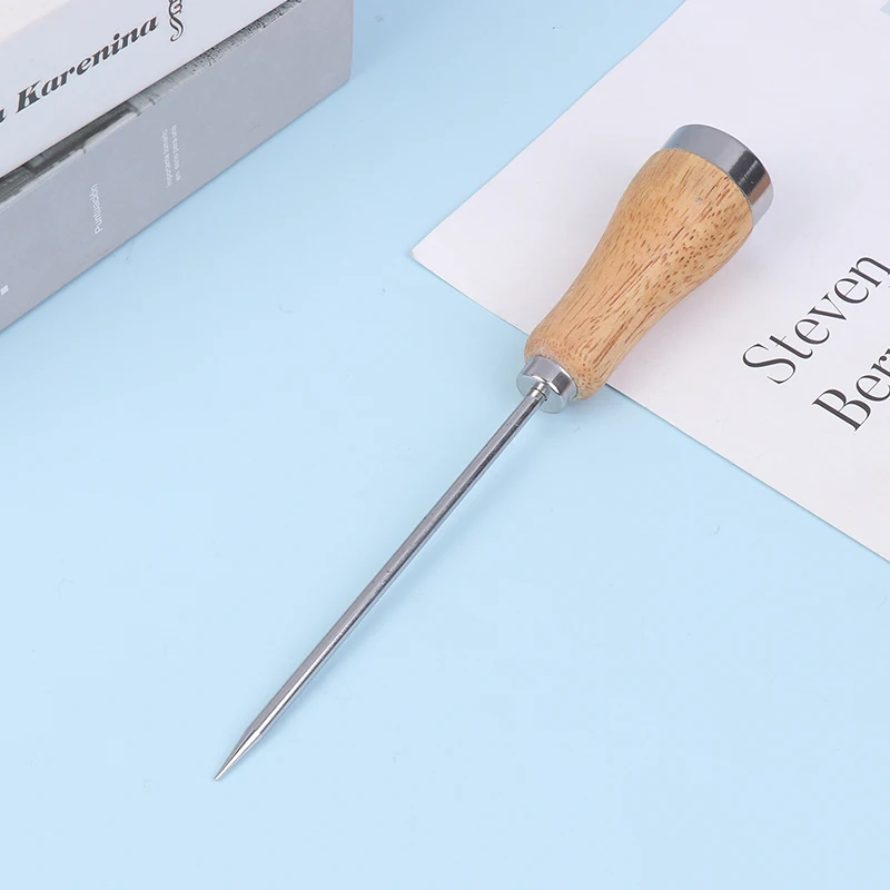 1pc Ice Pick Ice Wooden Handle Stainless Steel Ice Pick Punch Crusher Icing Breaker Kitchen Cocktail Stick Fruit Bar Wine Tools