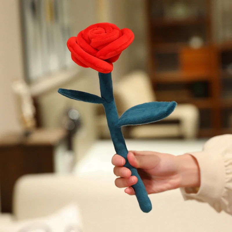 1 Stück 28CM Künstliche Plüsch-Rose Plüschpuppe Bunte Einzelrose Simulierte Rose Brautstrauß Heimdekoration Valentinstagsgeschenk