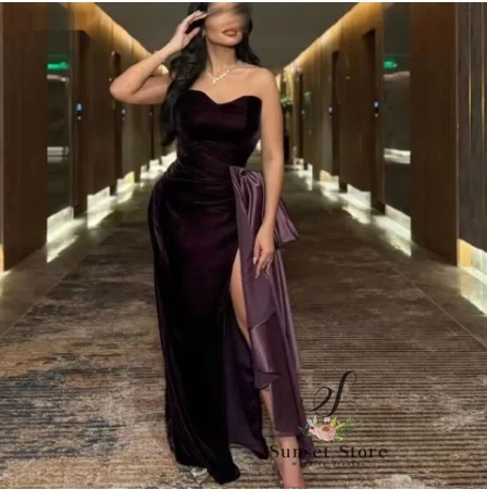 Customized Winter Velvet Prom Dresses 2025 Sweetheart Elegant Purple Women Evening Dresses فساتين للمناسبات الخاصة