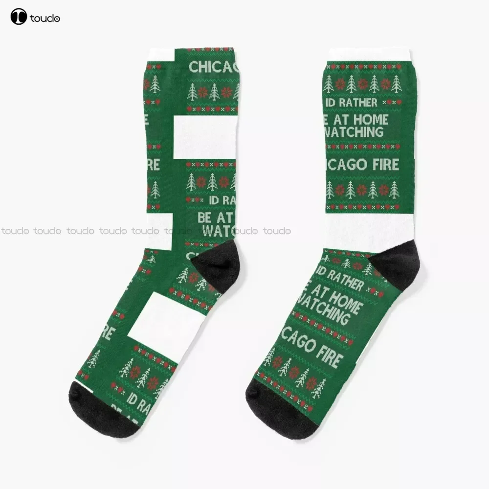 

Chicago Fire Ugly Christmas Sweater Sleeveless Top Socks Personalized Custom Unisex Adult Teen Youth Socks 360° Digital Print