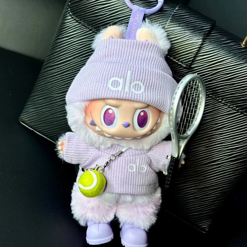 Voor Mini Labubu Pop 4.0 Hart Code Outfit Kleding Trui Badminton Tennis Sportkleding Schoenen Set 10 Cm Pluche Pop Serie