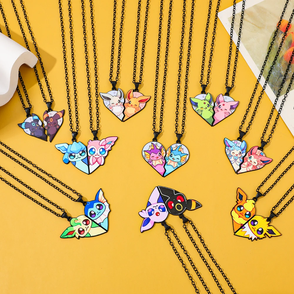 Kalung Liontin Anime Pokemon Eevee Leafeon Vaporeon Flareon Espeon Sylveon Jolteon Glaceon Love Splicing