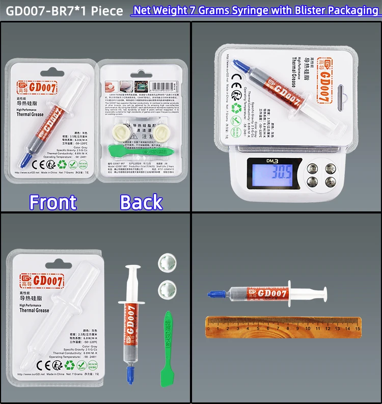 GD007 Wärmeleitpaste Gips Kühlkörper Verbindung Kühlnetz Gewicht 0,5/1/3/7/15/30/150 Gramm für CPU SSY ST CB CN MB BA BR – Detail 18