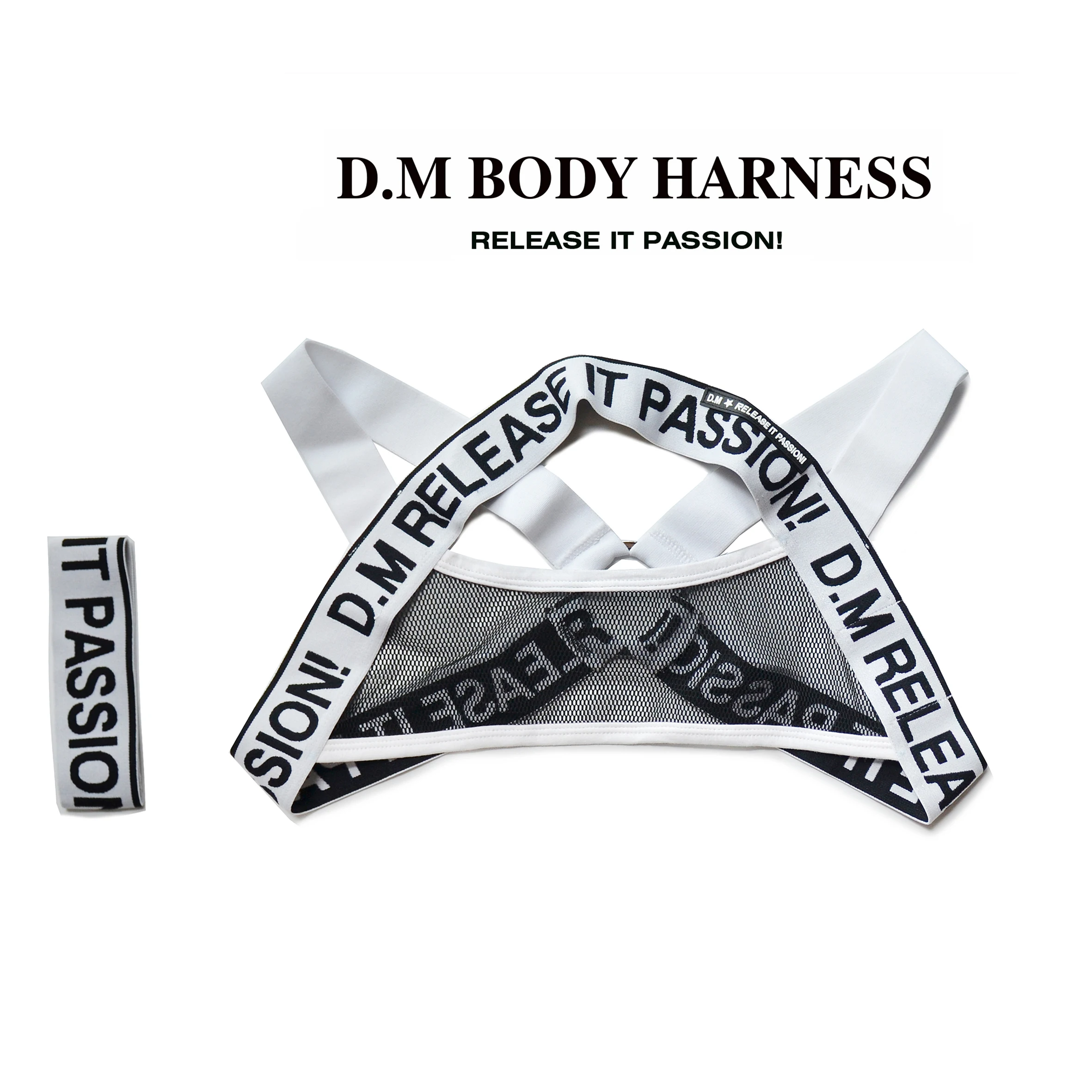 D. M Elastic Belt Men\'s Shoulder Strap Letter Sexy Elastic Muscle Men\'s Party Decoration Fun Personality Mesh Collocation