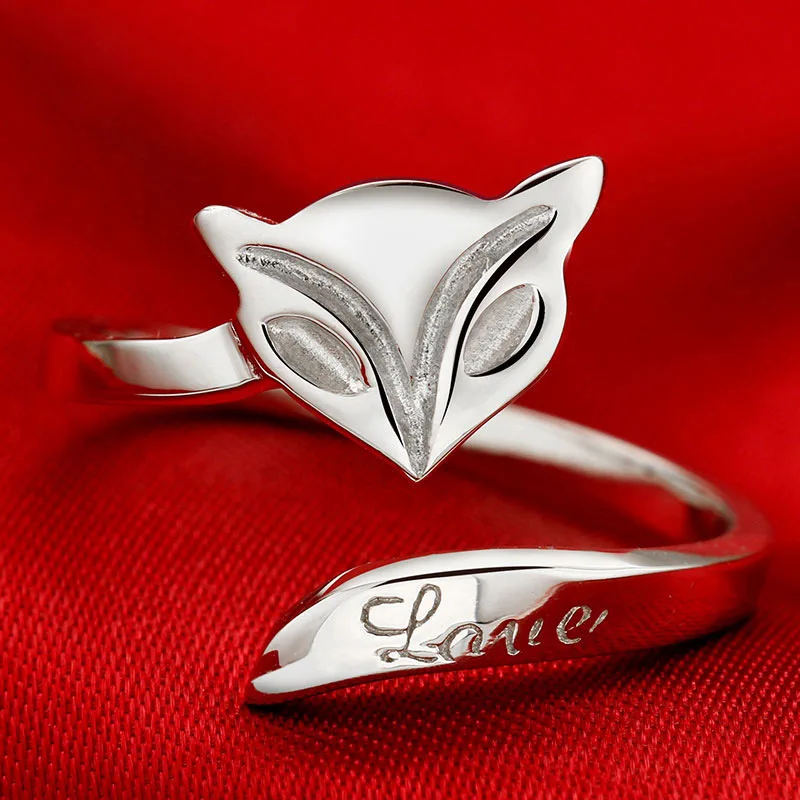 New 925 Sterling Silver Ring Fox for Women Wedding Luxury Jewelry Zircon Adjustable Simplicity Fashion Exquisite Women Jewelry