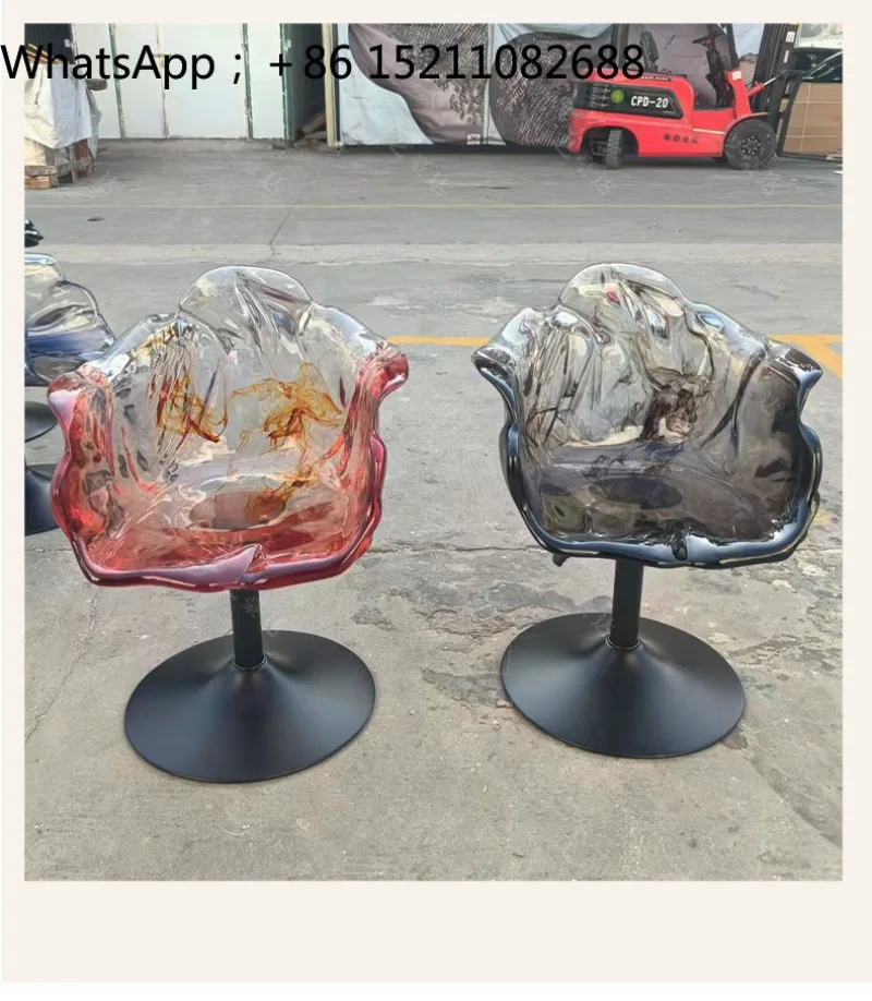 SCY fashionable retro petal chair novel and simple bar chair island table transparent resin chair