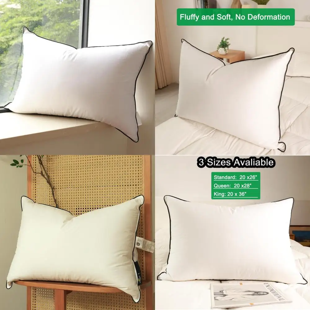 

Cushioned Goose Down Pillows for Sleep: 100% Cotton Cover for Supreme Support and Comfort