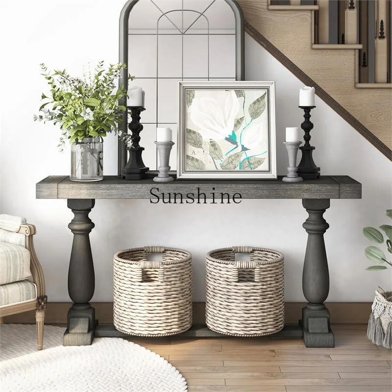 

American solid wood aisle against the wall entrance table living room simple sofa back table