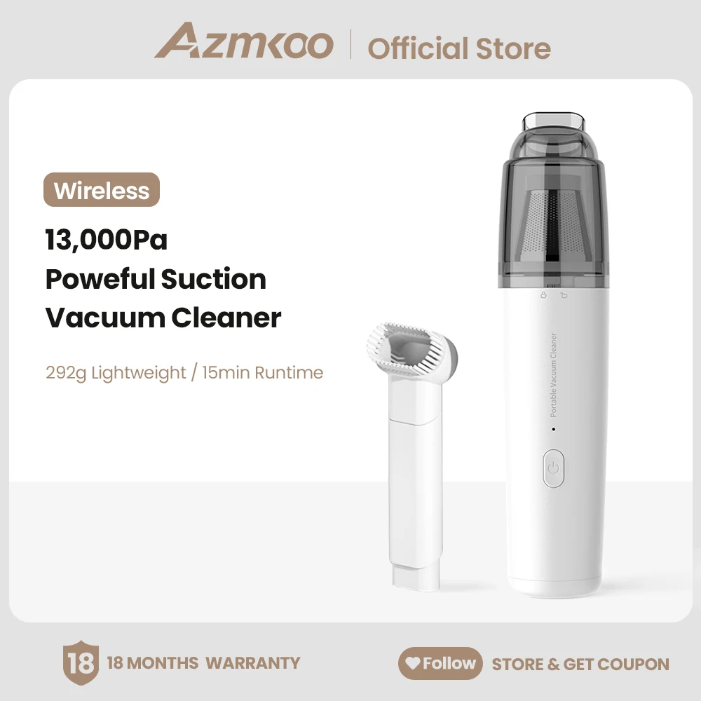 

AZMKOO 2 in 1 Portable Vacuum Cleaner Wireless 13KPA USB C Fast Charging Lightweight Mini Vacuum for Car Home Pet Hair Cleaning