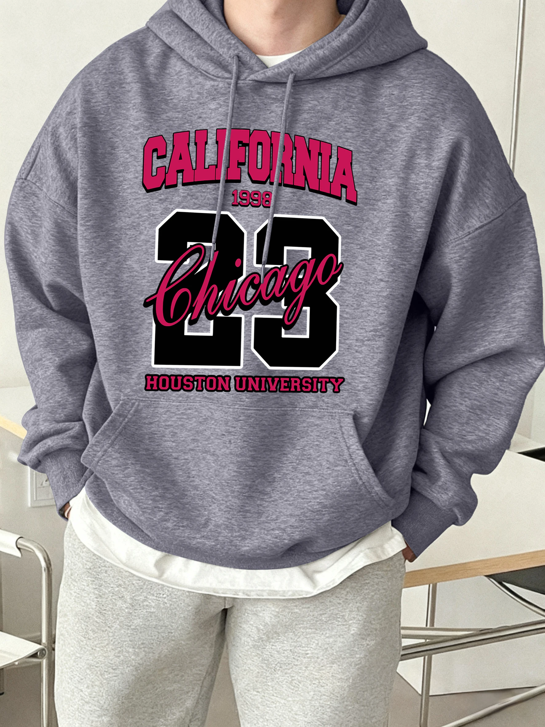 캘리포니아 시카고 휴스턴 대학교 프린트 남성 후드티 스포츠 소프트 스웨트셔츠 스트리트 패션 의류 캐주얼 가을 스포츠웨어