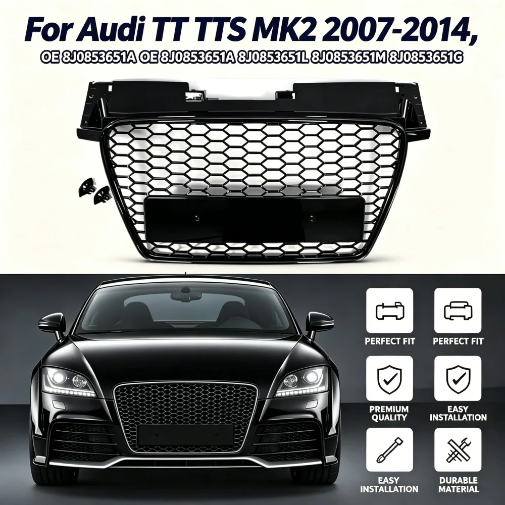 Frontkühler-Wabengrill für Audi TT TTS MK2 2007-2014 Grill OE 8J0853651A 8J0853651L 8J0853651M 8J0853651G