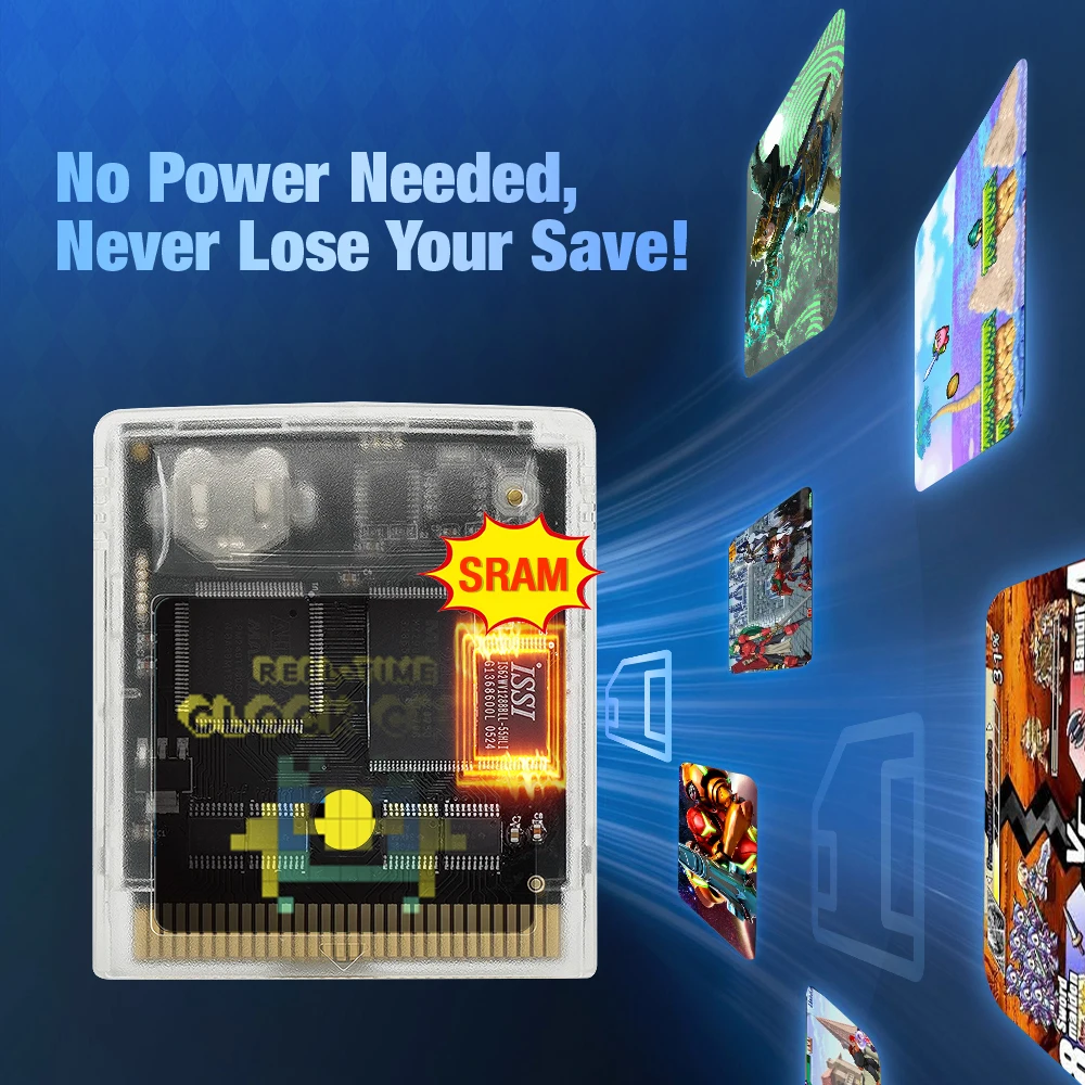 بطاقة فلاش TicKnot قابلة لإعادة الكتابة GB/GBC RTC بسعة 8 ميجابايت و1 ميجابايت SRAM لمشغل GB/GBC/Game Boy يعمل مع موقد Joey JR & GBxcart