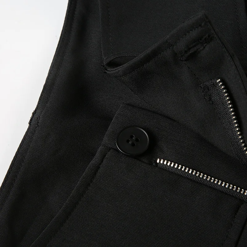 Women's Low Waist Wide-Leg Suit Pants-Black Minimalist Versatile Figure-Flattering Trousers for Edgy Streetwear Office Casual