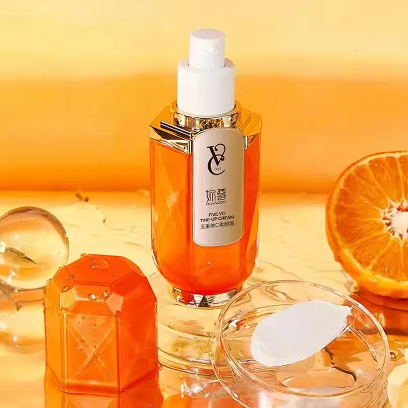 50 جرام خمسة فيتامين C لهجة متابعة كريم VC تبييض اشراق الطبيعية ترطيب كسول ماكياج كريم العناية بالبشرة مستحضرات التجميل