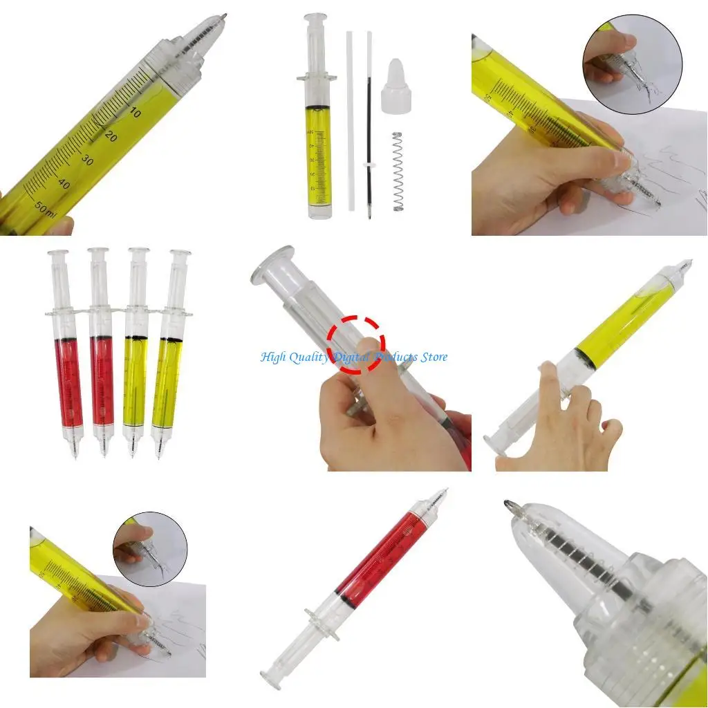 

U2JE 5x/Set Retractable Ballpoint Pens Medical Ballpoint Pens Syringe-Pens for Doctor