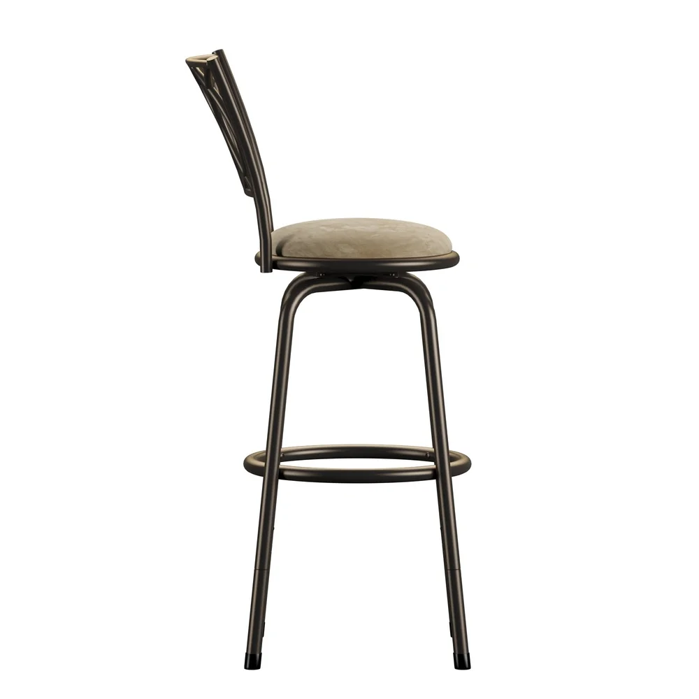 Adjustable Height Swivel Stool Set of 3 Metal Frame Cushioned Seat Kitchen Dining Bar Furniture Easy Clean