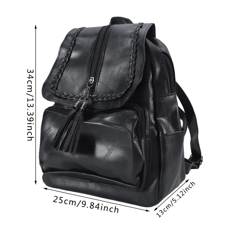 2023 Women\'s PU Leather Backpack School Bag Classic Black Waterproof Travel multi-function Shoulder Bag Rucksack