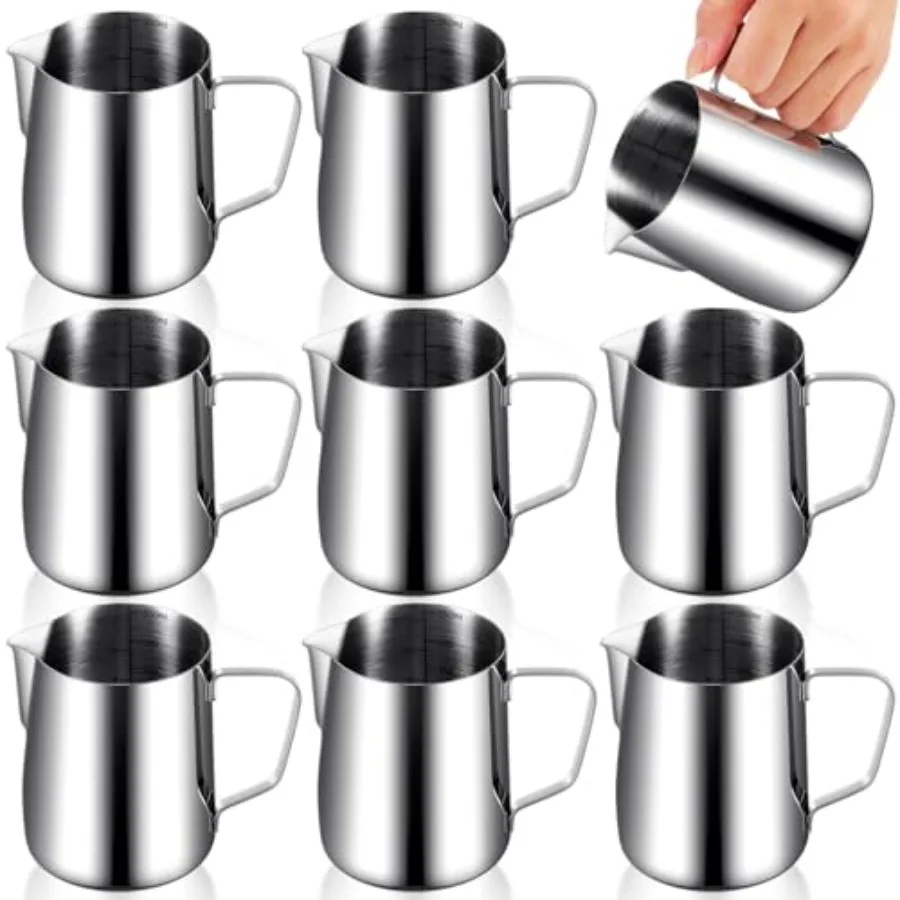 

Pcs Milk Frothing Pitcher Espresso Steaming Pitchers 12 Oz Stainless Steel Milk Steamer Cup Frother Jug for Espresso, Latte Art