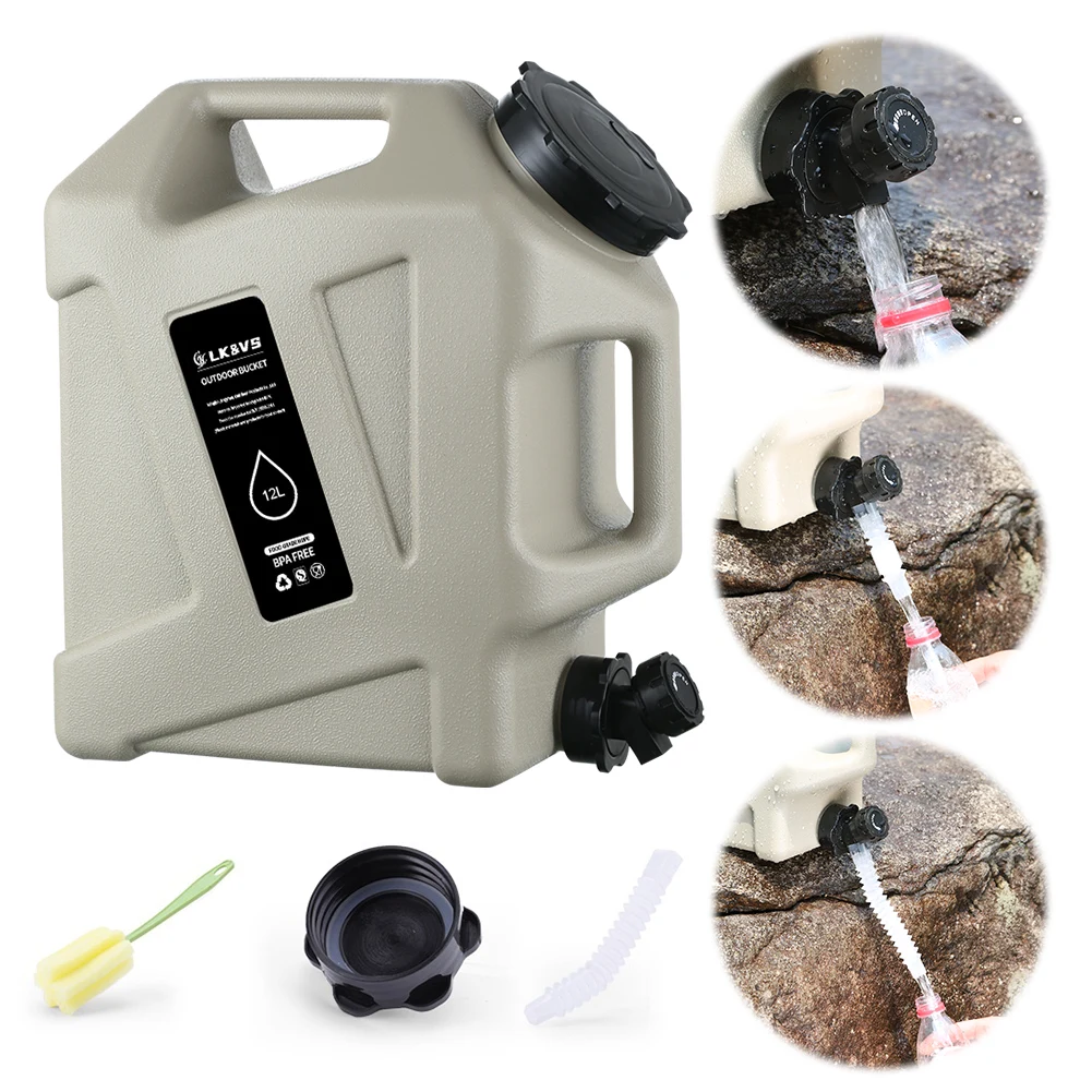 

12L Portable Water Tank Leak-Proof Water Dispenser Carrier Large Capacity Water Container Jug for Vehicle Car Camping