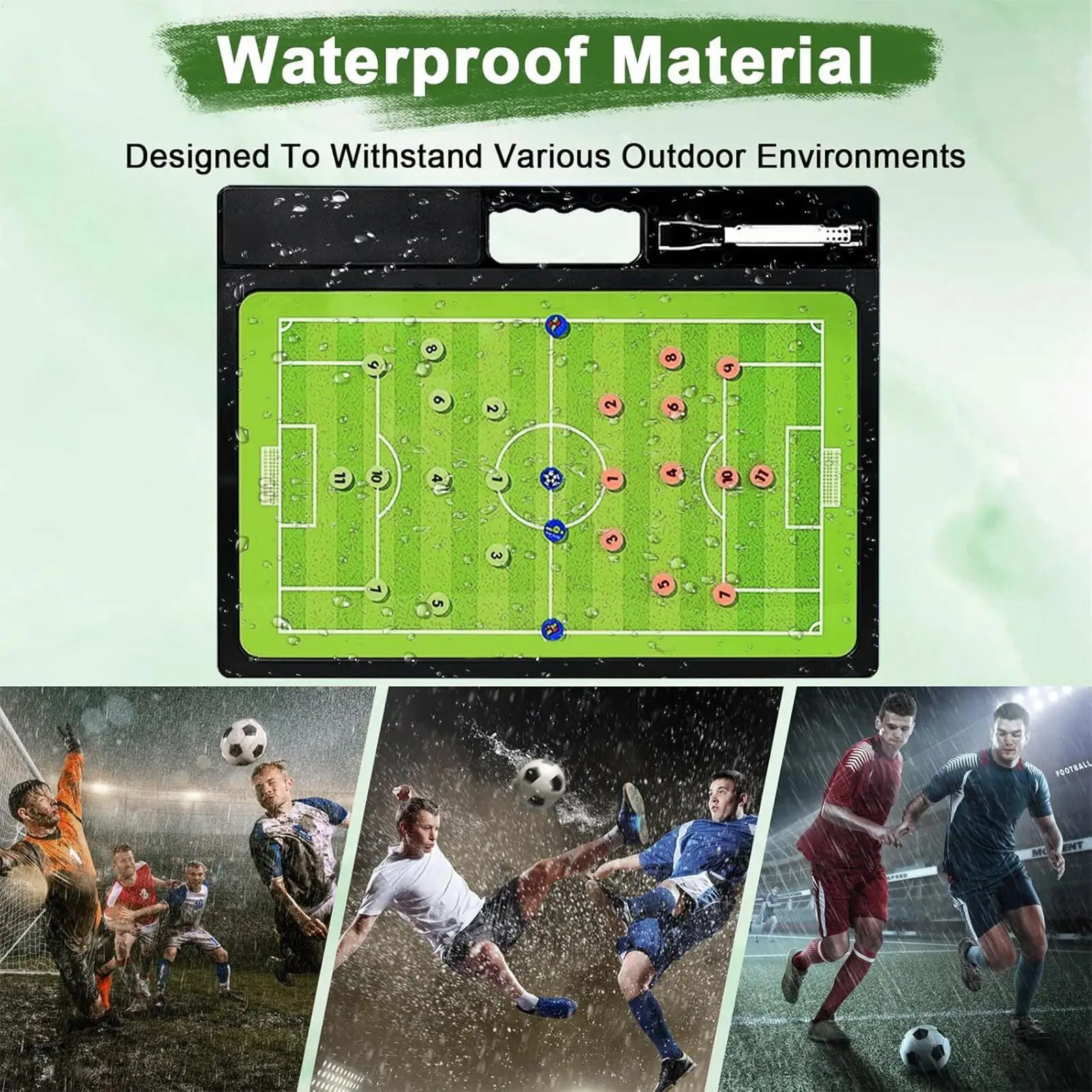 Lavagna magnetica per allenamento di calcio, attrezzatura per la scrittura, appunti per strategia di calcio su due lati con pennarello per la pratica sul campo dei giocatori