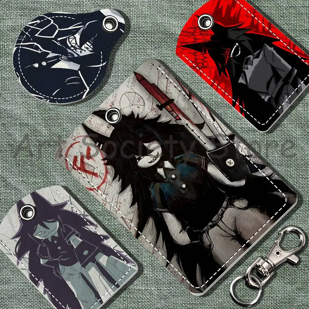 FPE M-Miss Circle PU Leather Card Holder Keychain Key Ring Door Lock Access Tag ID Access Card Air Tag Case Keychain Card