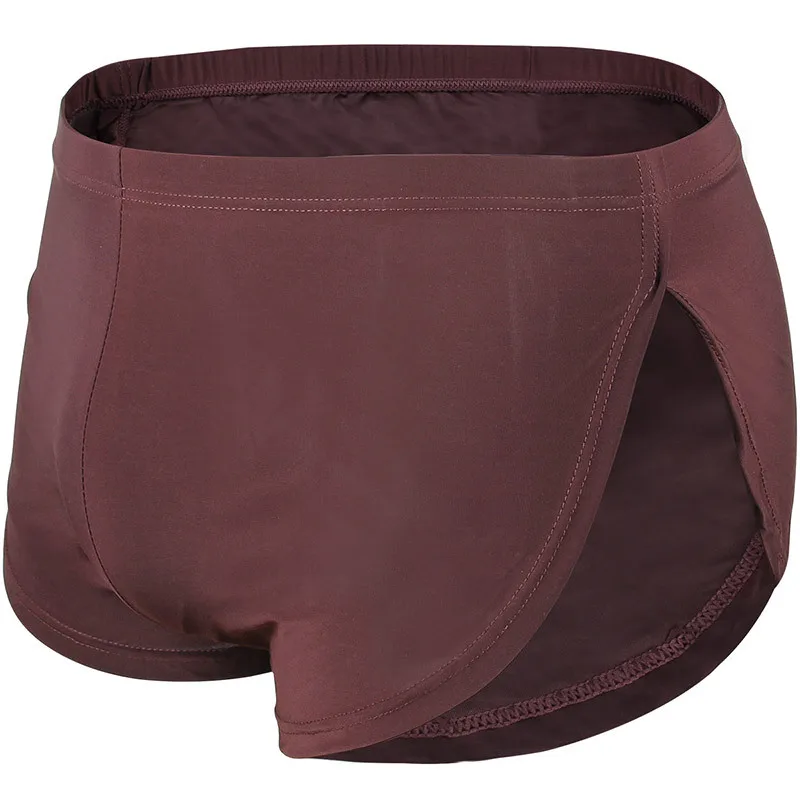 

Men Fashion High Fork Aro Pants for Gay Breathable Comfortable Solid Color Underpant Youth Quick Dry Seamless Loose Boxer Shorts