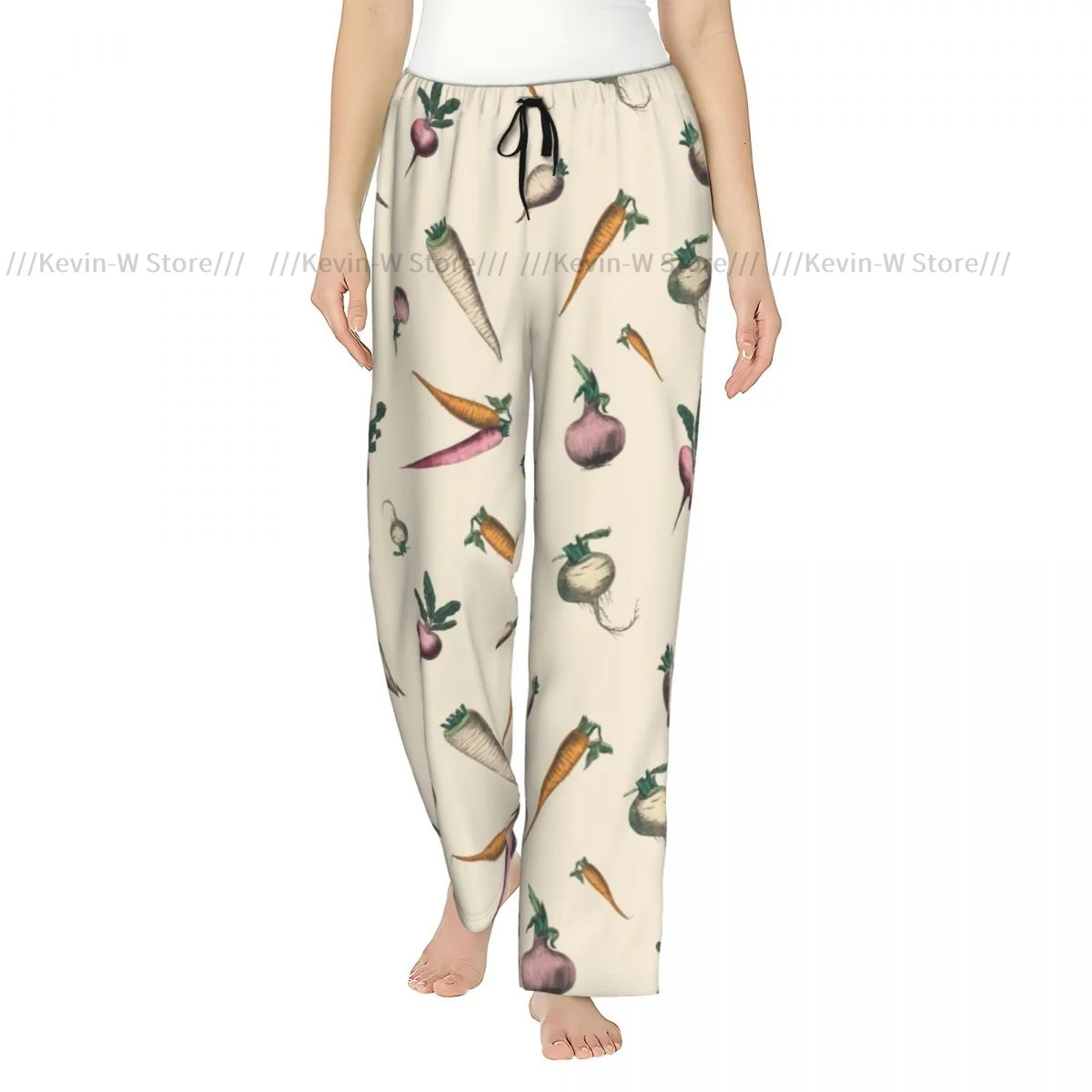 

Vegetable Root Tuber Crops Art Flannel Pajama Pants for Women Warm and Comfortable Sleepwear