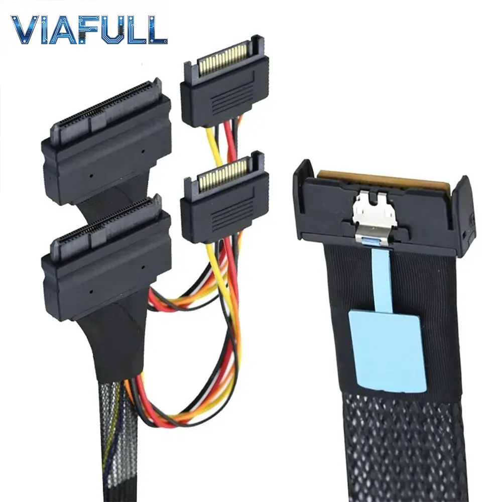 Slimline SAS MCIO 8i 74P to Dual SFF-8639 (U.2) Cable, 0.5m 0.8m, for Server NVMe SSD Backplane Connection